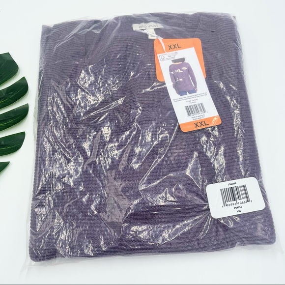 Ella Moss Purple Ribbed V-Neck Sweater size XXL - Picture 6 of 7